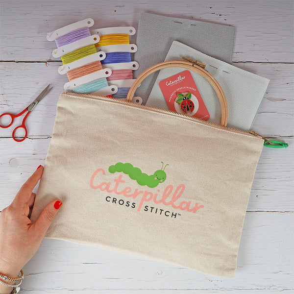 Caterpillar Classic Canvas Cross Stitch Project Bag