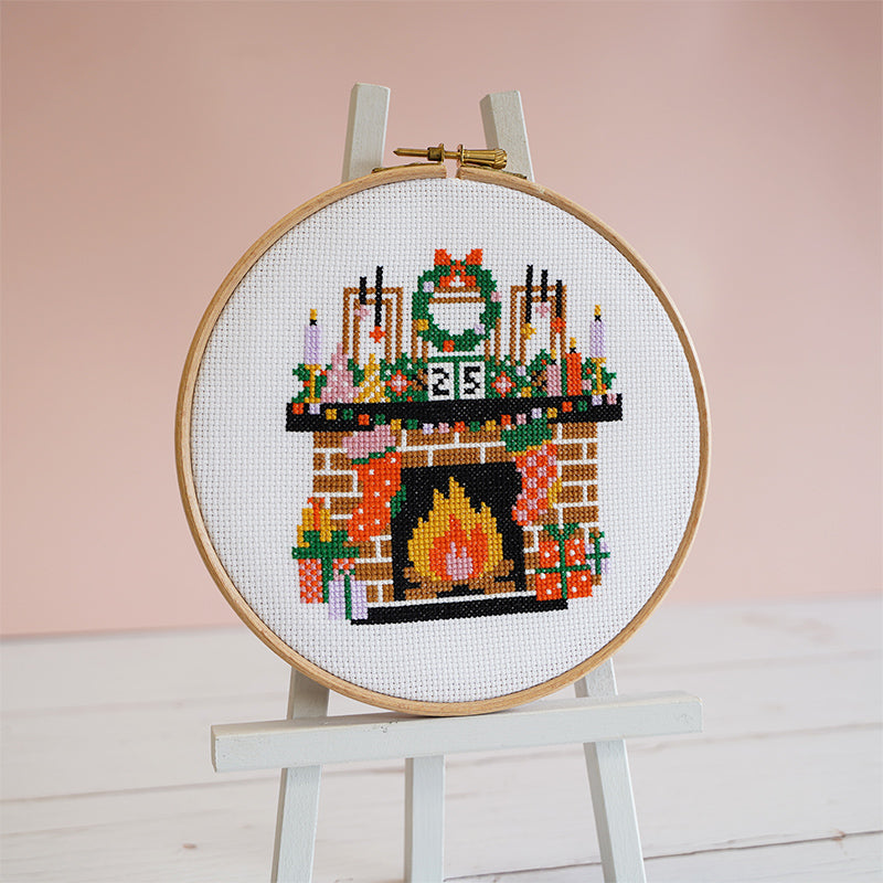 Crackling Fireplace - Cross Stitch Kit or Pattern