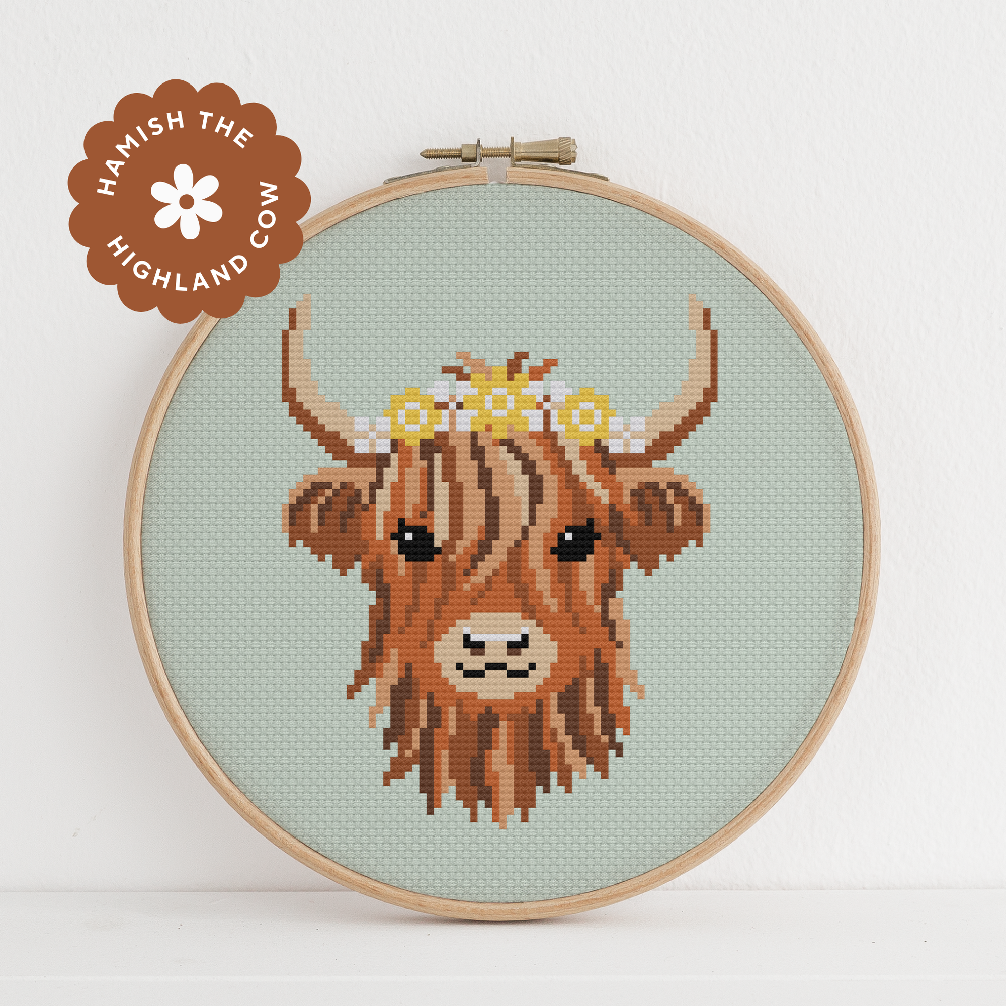 scotland highland cow cross stitch design