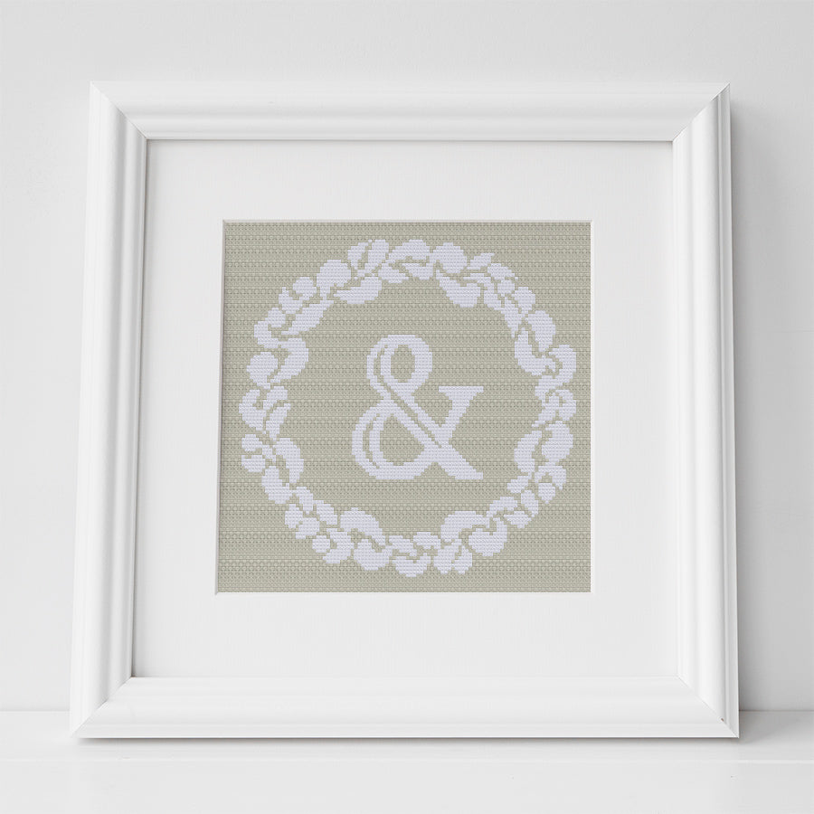 Grace Wreath Monogram - Cross Stitch