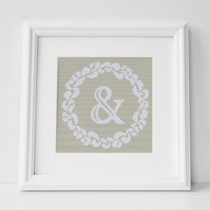 Grace Wreath Monogram - Cross Stitch