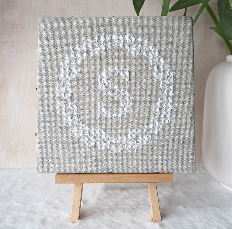 Grace Wreath Monogram - Cross Stitch