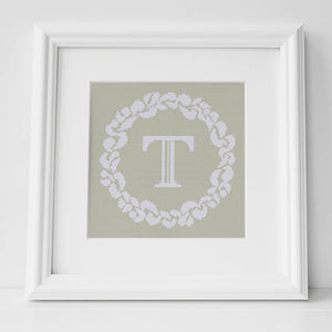 Grace Wreath Monogram - Cross Stitch